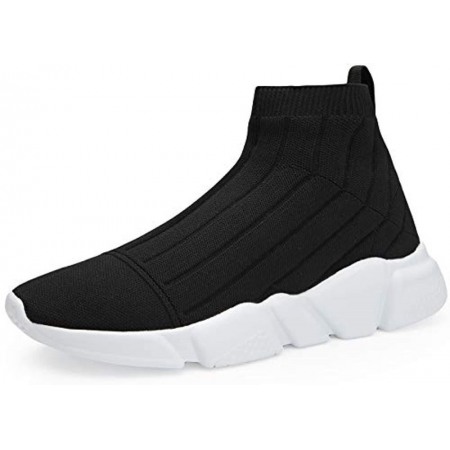 Womens Walking Shoes Mens Slip-On Sneakers Breathable Lightweight Athletic Running Shoes High Top Black